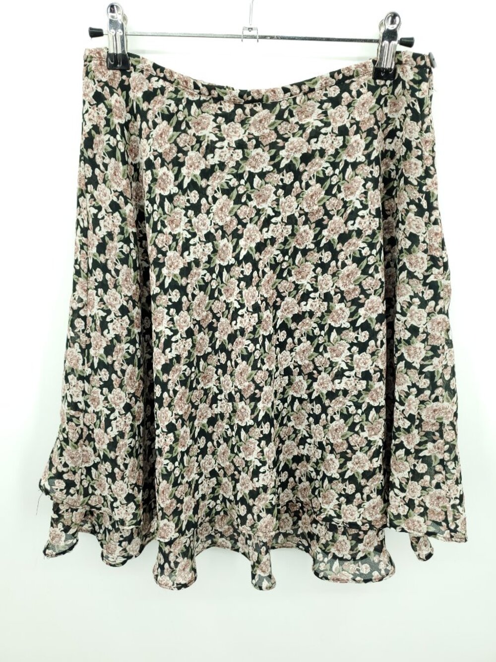 VTG 90s/Y2K Weather Vane Mini Floral AOP Tiered Circle/Skater Skirt M Blue/Tan